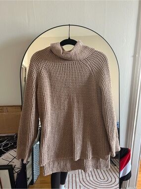 Cozy Taupe Turtleneck Knit Sweater - Women's